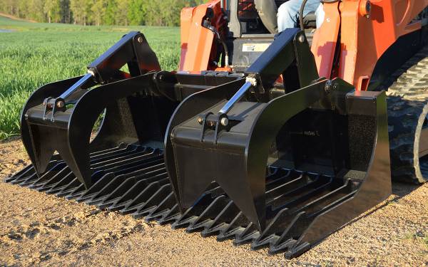 Loflin Fabrication XHD Skid Steer Rock Bucket Grapple
